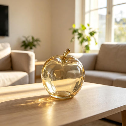 Apple Statue, Transparent Resin Apple Sculpture, Art Fruit Figurine for Home Office Kitchen Decor, for Friends