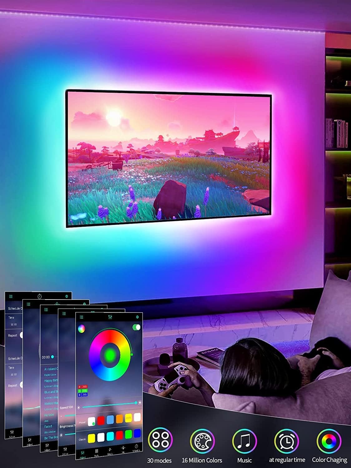TV Light Strip, 5M TV Backlight, for 45-75 Inch TV