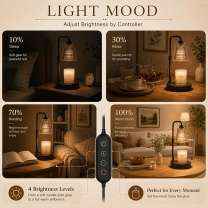 Funistree Black Candle Warmer Lamp Height Adjustable, Gifts for Women Mum [Energy Class C]