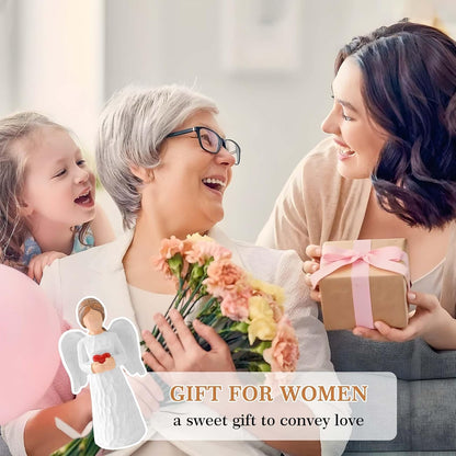LAGAHS Angel Figurines for Women, Guardian Angel Statues and Figurines, Resin Angels Statue Holding a Heart for Thanksgiving Christmas Home Decor, Angel Gifts Ornaments