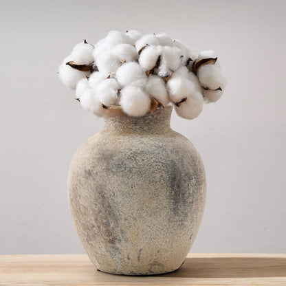 PORCER Ceramic Rustic Farmhouse Flower Vase, 6 Inch Cute Boho for Home Decor, Terracotta for Living Room, Table, Shelf, Mantel Decoration, Farmhouse, Gray