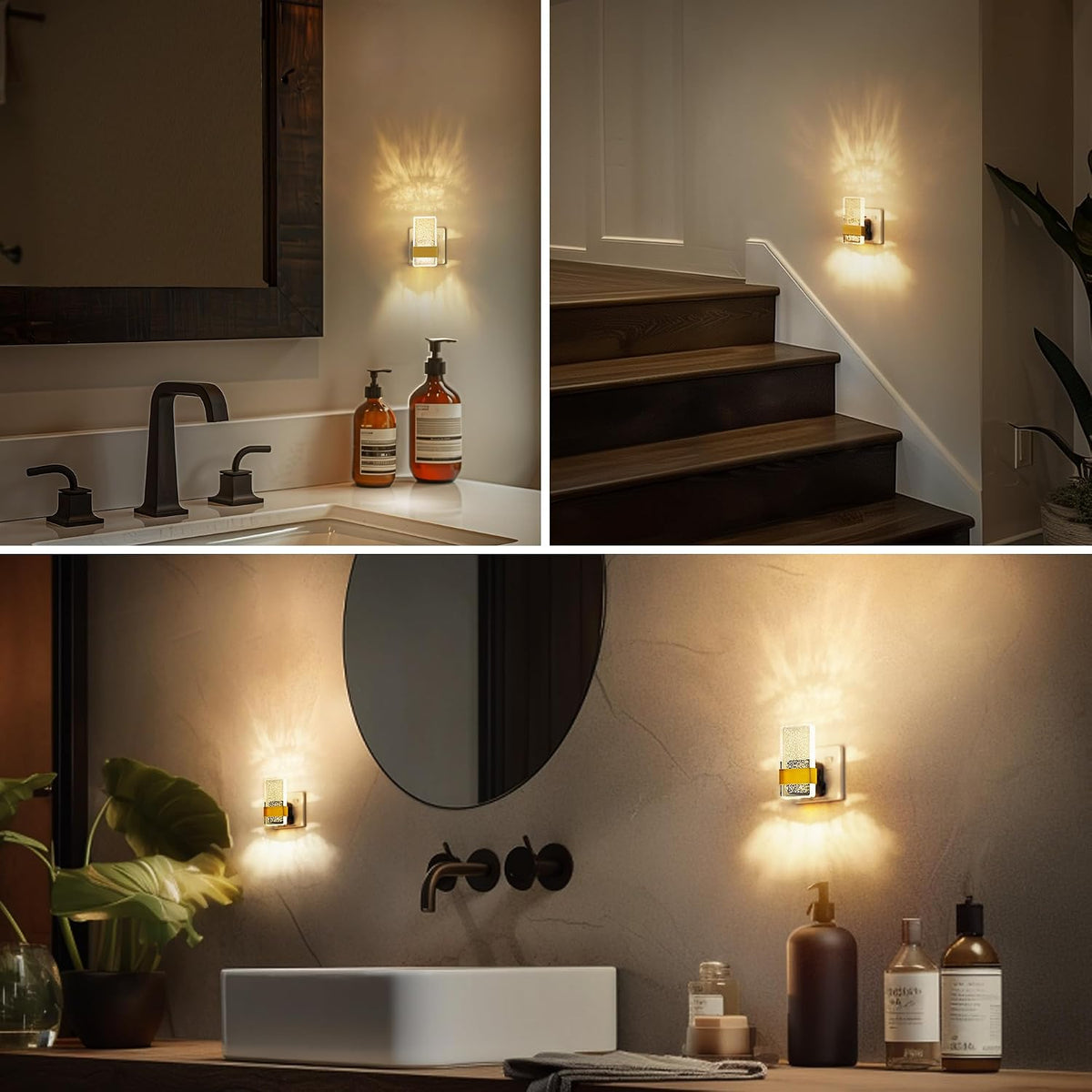 LOHAS-LED Night Light Plug in Wall, Dusk to Dawn Sensor, Dimmable | 0-100LM, Warm White 3000K, Modern Nightlight Plug in Wall for Hallway, Bathroom, Stairway [Energy Class F]