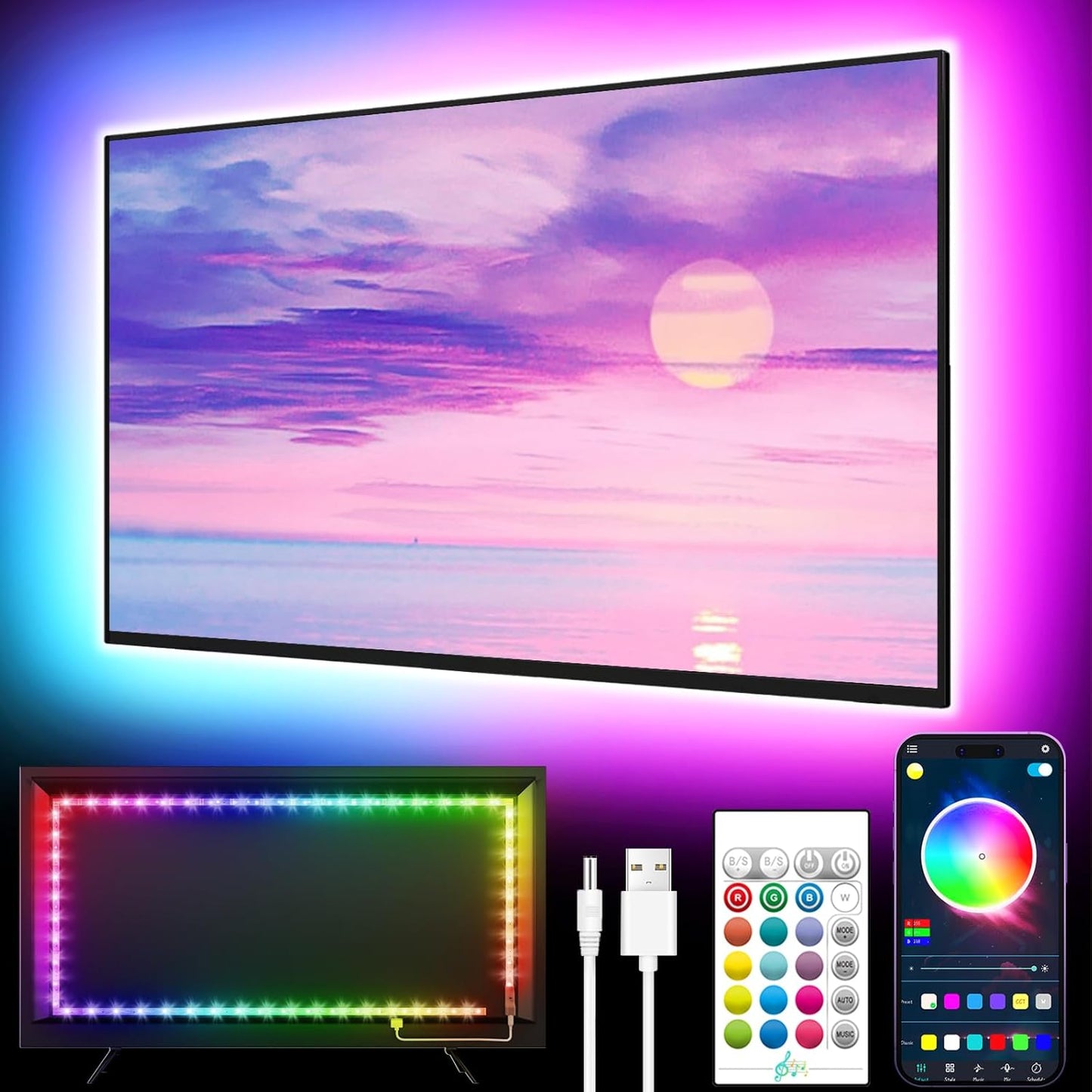 TV Light Strip, 5M TV Backlight, for 45-75 Inch TV
