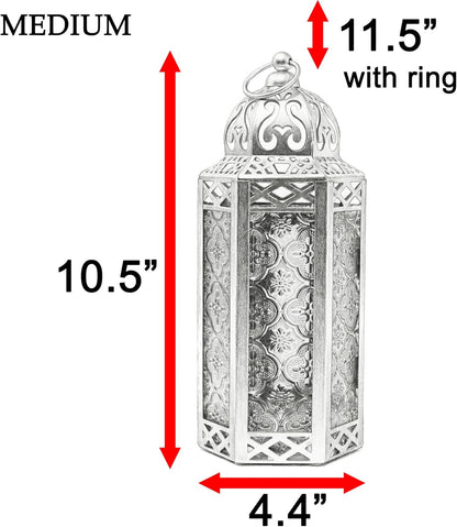 VELA LANTERNS Moroccan Candle Lantern Decorative Candle Holder Lamp for Indoor Outdoor, Ramadan, Home Decor, Patio, Weddings, Black Metal, Red Glass, Medium Lantern