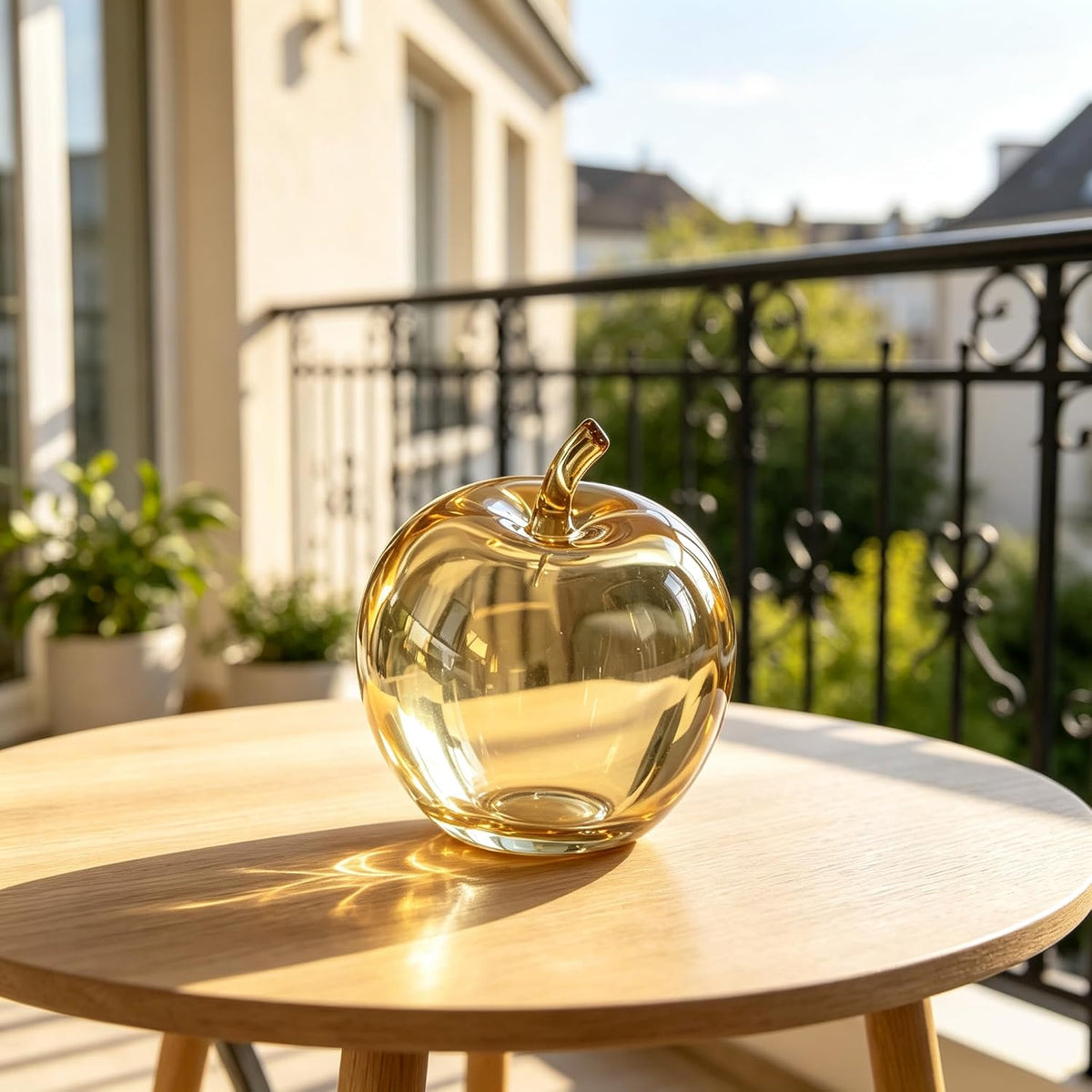 Apple Statue, Transparent Resin Apple Sculpture, Art Fruit Figurine for Home Office Kitchen Decor, for Friends