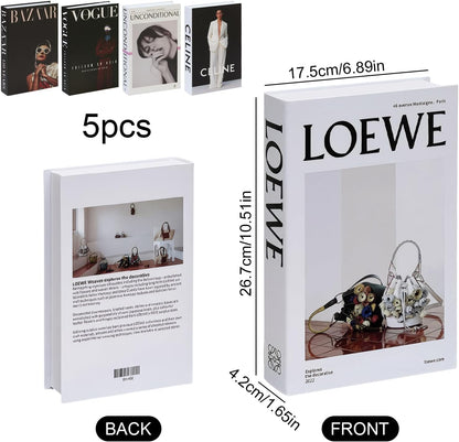 5 PCS Decorative Fake Books Set, Fashion Hardcover Display Books for Home Décor - Foldable Faux Book for Coffee Table, Bookshelf, Office - Stacked Modern Decorative Book Set (B)