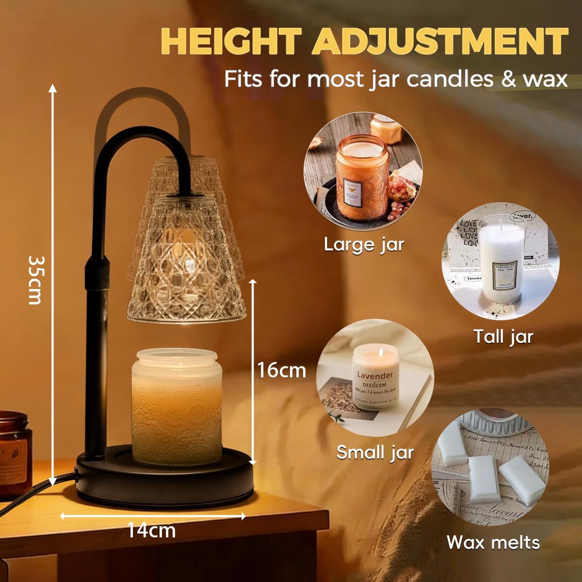 ACED Candle Warmer Lamp with Timer Dimmable, Wax Melt Warmer, Black [Energy Class G]