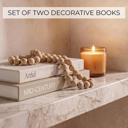 Aesthetic Decorative Books, Set of 2 Elegant Boxes Enhance Your Coffee Table, Bookshelf or Mantle Decor, Beautiful Fake/Fake Books for Modern Home Decor, Storage