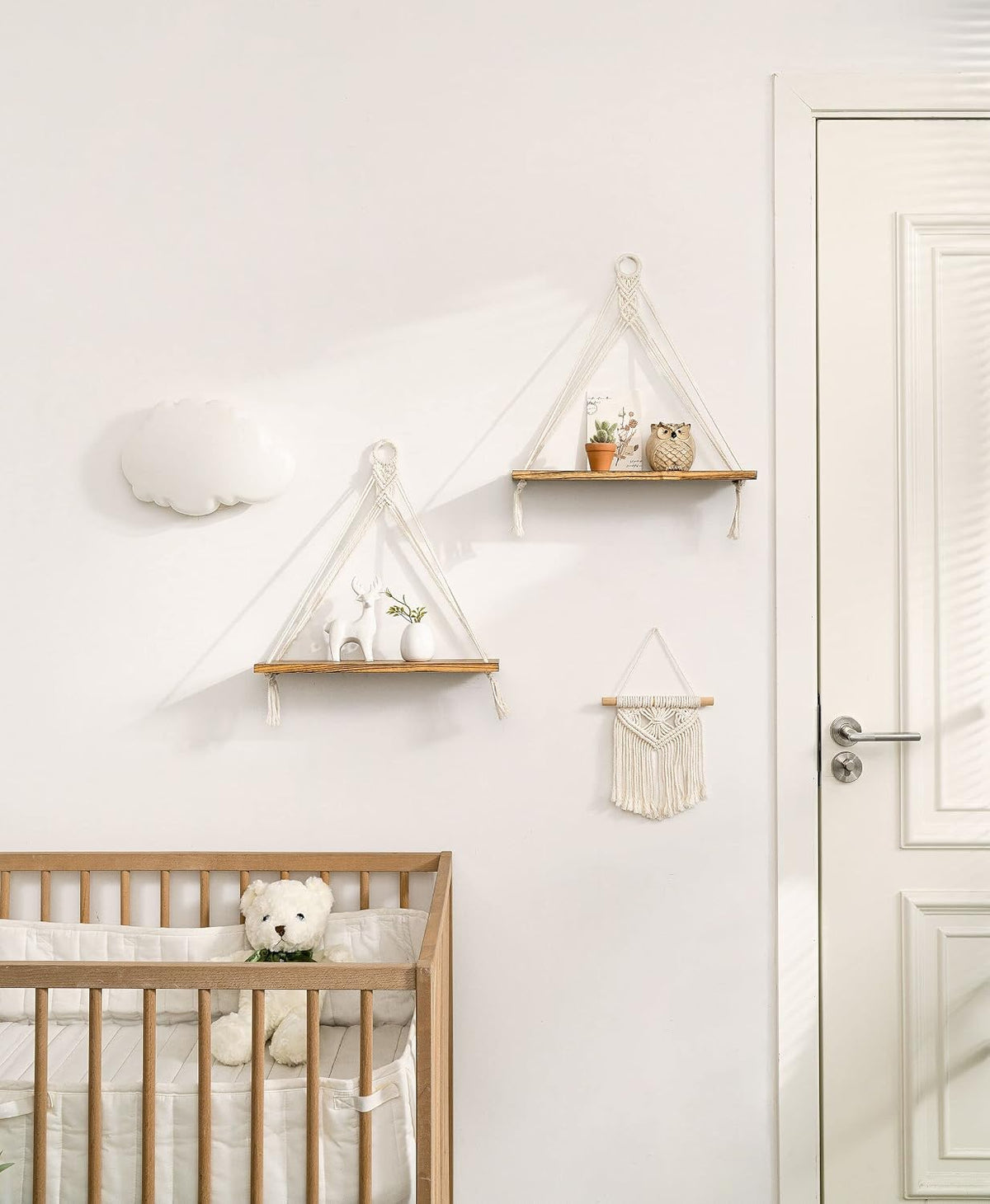 Mkono Macrame Hanging Shelves Boho Wall Decor