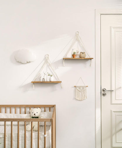Mkono Macrame Hanging Shelves Boho Wall Decor