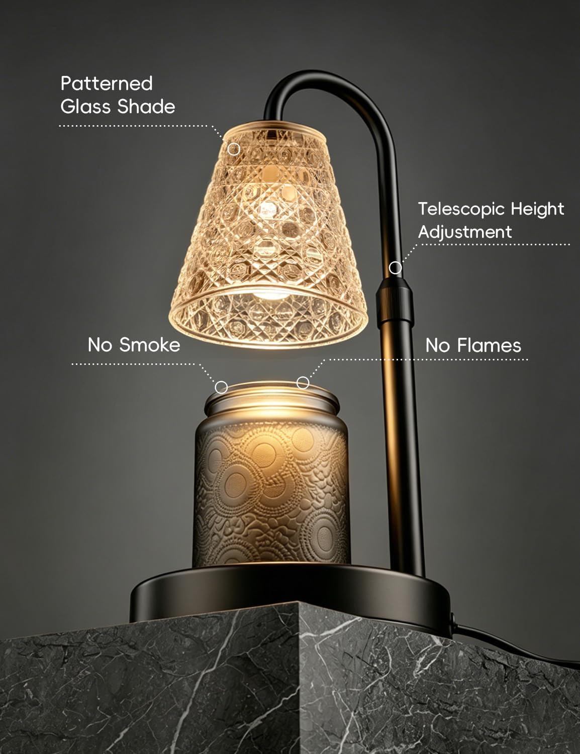 ACED Candle Warmer Lamp with Timer Dimmable, Wax Melt Warmer, Black [Energy Class G]