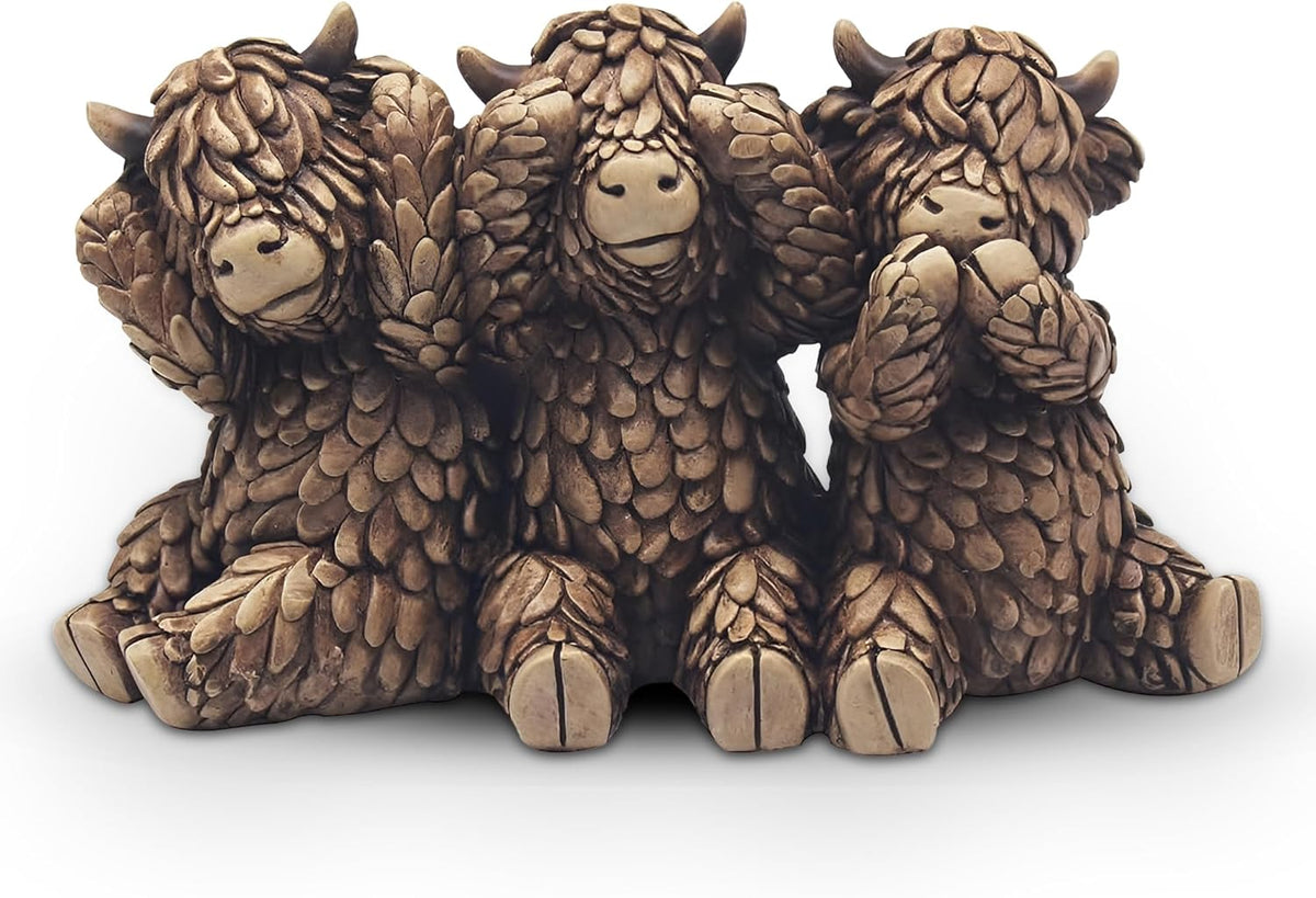 Lesser & Pavey Hughie Highland Cows Figurines Statues For Home Decor | Ideal Ornaments Friendship Gifts For Women & Men | Lovely Table Centerpiece & Living Room Accessories, Brown