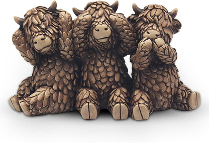 Lesser & Pavey Hughie Highland Cows Figurines Statues For Home Decor | Ideal Ornaments Friendship Gifts For Women & Men | Lovely Table Centerpiece & Living Room Accessories, Brown