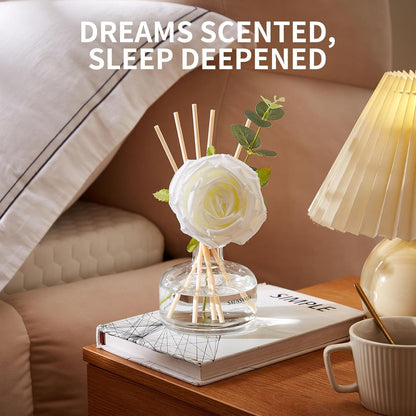 Reed Diffusers Set, 210 ml White Flower Scented Lasts up to 120 Days | Flower Diffuser with 7 Sticks, Home Fragrance for Bathroom Bedroom Living Room Decor, Air Fresheners