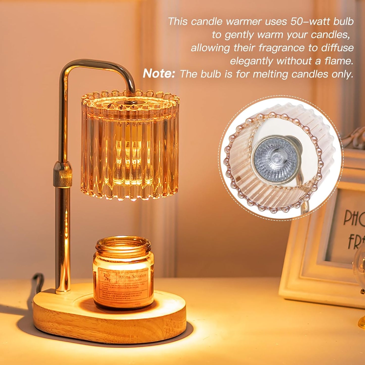 Candeldo Gold Candle Warmer Lamp with Timer