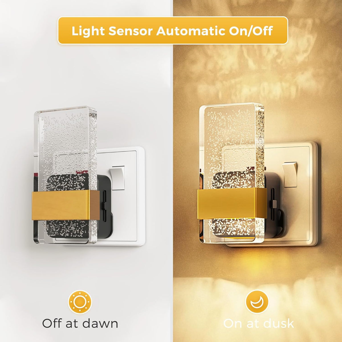 LOHAS-LED Night Light Plug in Wall, Dusk to Dawn Sensor, Dimmable | 0-100LM, Warm White 3000K, Modern Nightlight Plug in Wall for Hallway, Bathroom, Stairway [Energy Class F]
