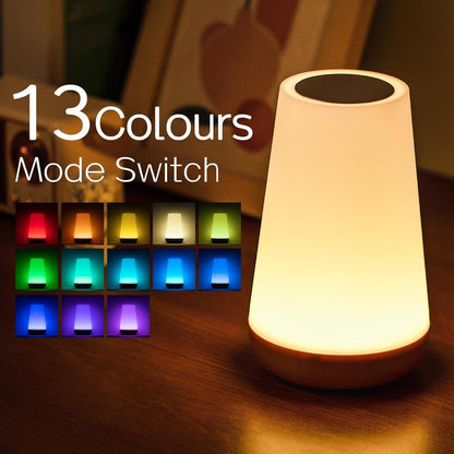 Ledivion Night Light, LED Touch Bedside Table Lamp, RGB Colours Changing, 5 Brightness Level, Timing Function, Dimmable Rechargable Remote Control Light for Bedroom, Living Room [Energy Class F]