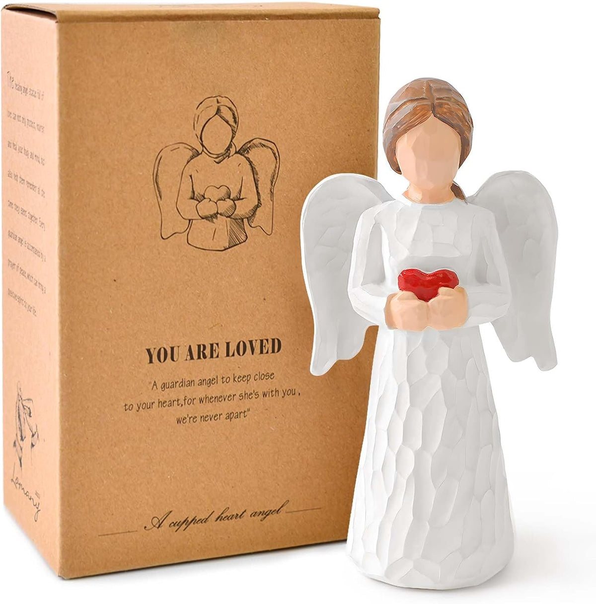 LAGAHS Angel Figurines for Women, Guardian Angel Statues and Figurines, Resin Angels Statue Holding a Heart for Thanksgiving Christmas Home Decor, Angel Gifts Ornaments