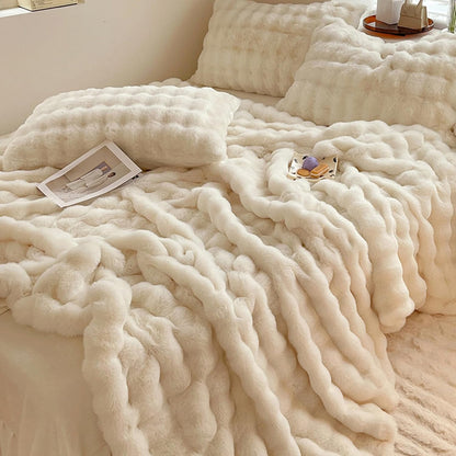 Rabbit Fur Luxury Plush Sherpa Throw Blanket