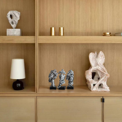 3 Pcs Thinker Statue, Silent Abstract Art Figurine, Modern Home Resin Decor for Desk/Bookshelf, No Hear No See No Speak Knick Knacks