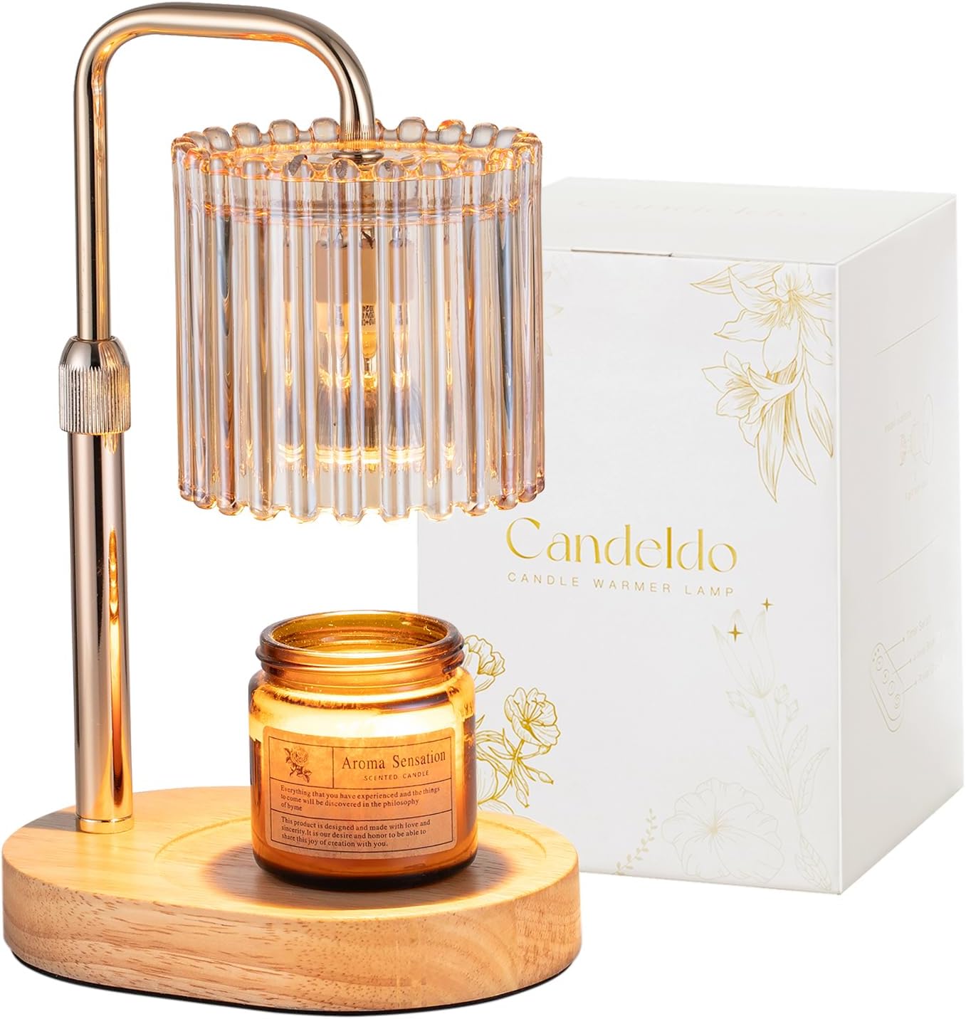 Candeldo Gold Candle Warmer Lamp with Timer