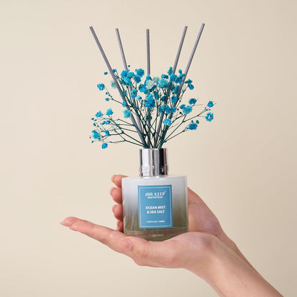 Airkeep Reed Diffuser Set 100ml, Ocean Mist & Sea Salt Oil Diffusers with 8 Reed Sticks, Home Fragrance Reed Diffuser for Bathroom Shelf Decor