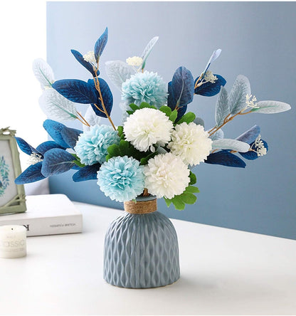 Artificial Flowers With Vase Faux Hydrangea Flower Arrangements for Home Garden Party Wedding Decoration