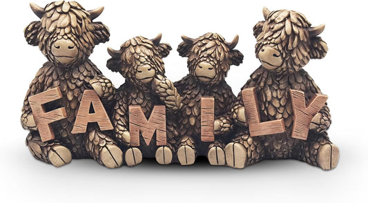 Lesser & Pavey Hughie Highland Cows Family Home Decor Figurine | Romantic Design, Fine Craftsmanship, Freestanding Style, Interior Display, Memorable Keepsake, Gift Choice