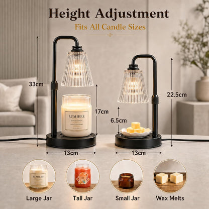 Funistree Black Candle Warmer Lamp Height Adjustable, Gifts for Women Mum [Energy Class C]