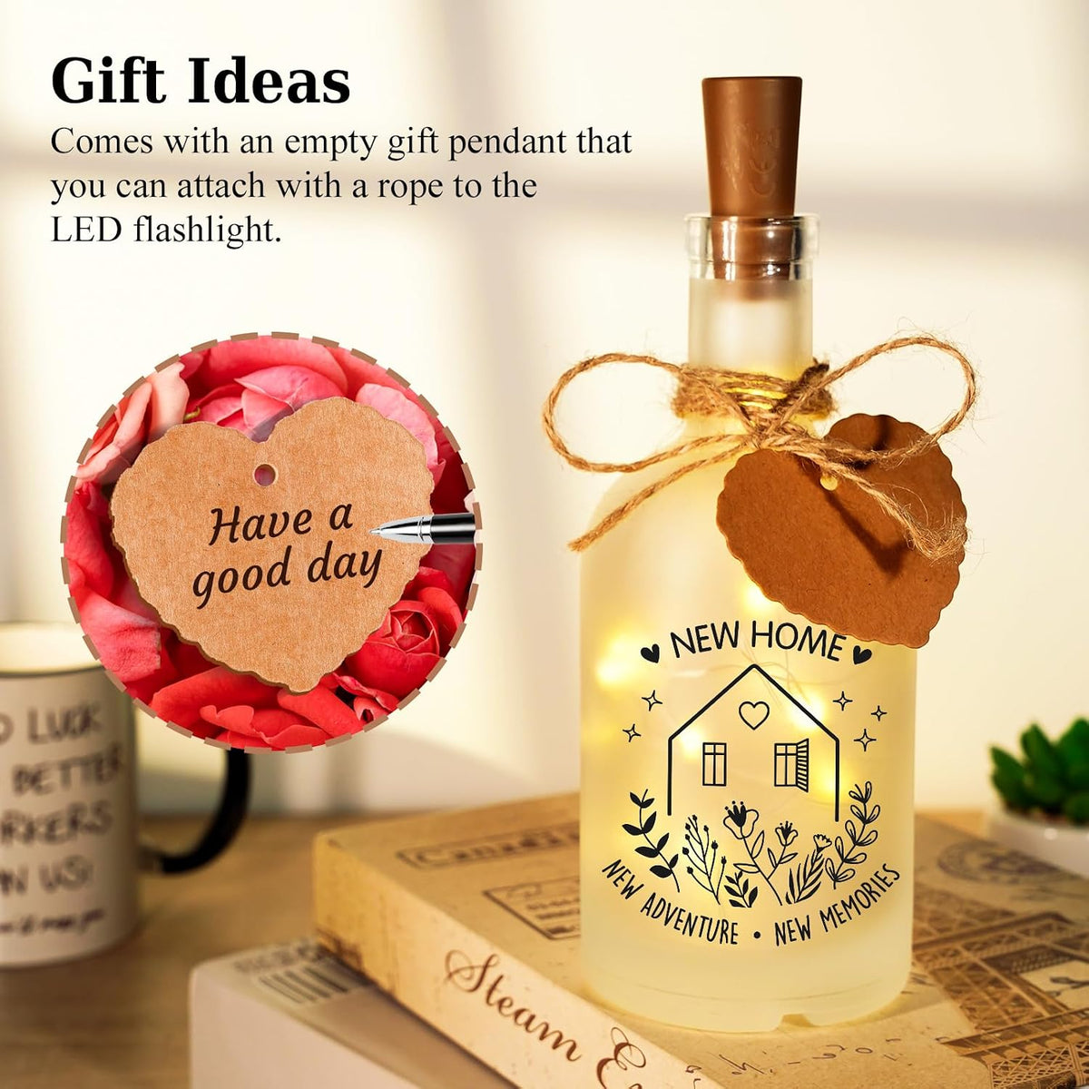 New Home Gifts, House Warming Gifts New Home, Housewarming Gift for Couple Women Family Friend Houseowner, House Warming Bottle Light, Move in Present, Room Decor Ornaments