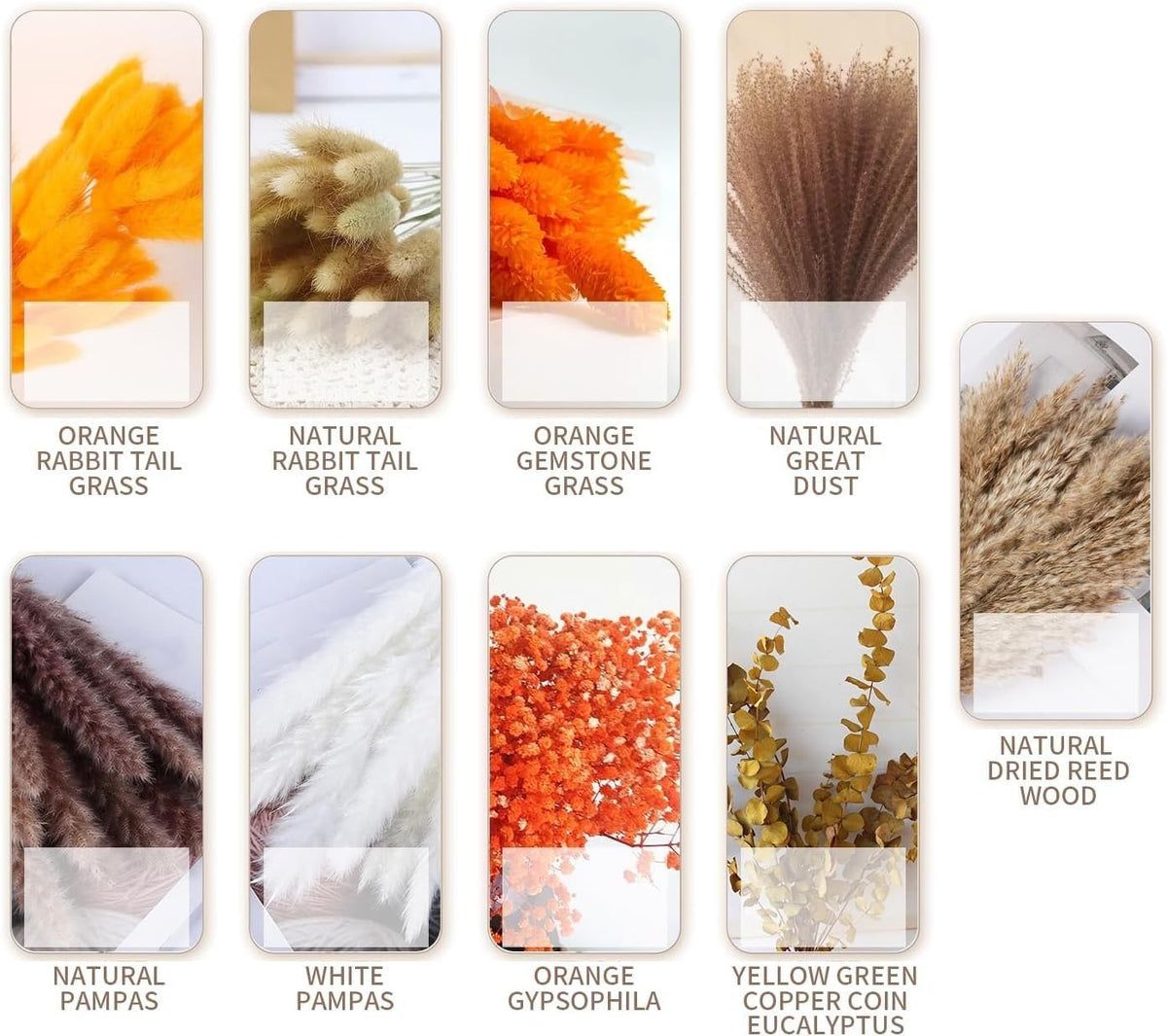 80pcs Dried Pampas Grass Bouquet Rustic Boho Floral Arrangement with Orange Accents Fall Wedding and Home Decor for Living Room Bedroom Office(17inch)