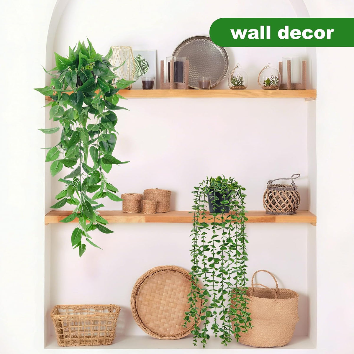 Der Rose Fake Plants 4 Pack Artificial Hanging Plants for Room Wall Decor | Durable Plastic with Bendable Stems UV-resistant No Watering Sunlight Pruning Needed Ideal for Indoor and Outdoor Decor