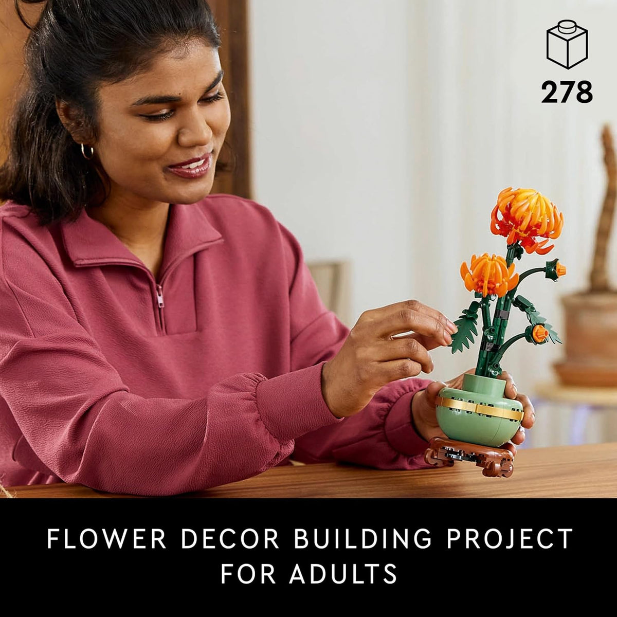 LEGO Botanicals Chrysanthemum - Artificial Flower Building Set - Creative Model Kit for Adults to Build - Faux Plant Gift for Women and Men - DIY Home Office Decor - 10368