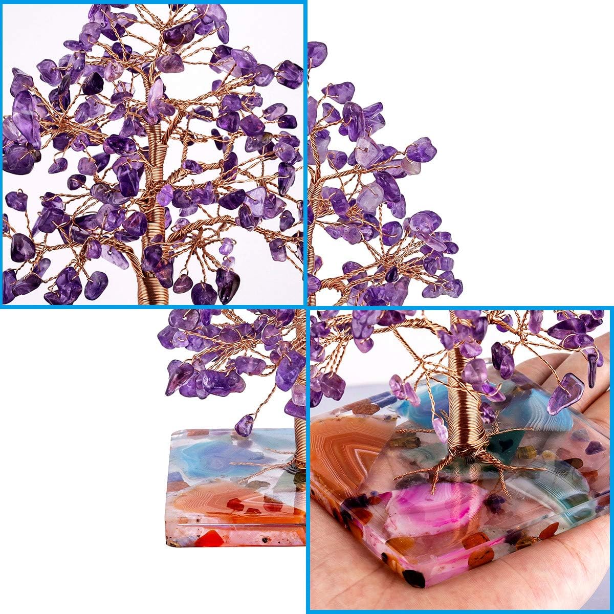 Nupuyai Amethyst Healing Crystal Money Tree for Home Office Decor