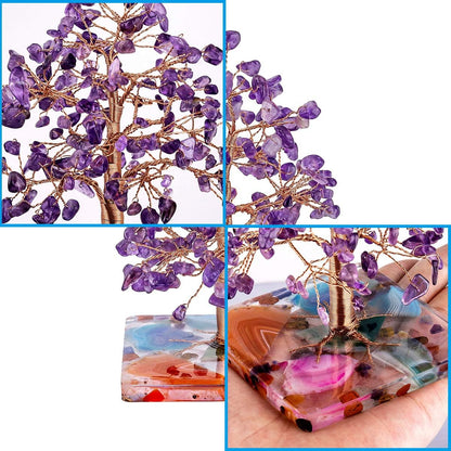 Nupuyai Amethyst Healing Crystal Money Tree for Home Office Decor