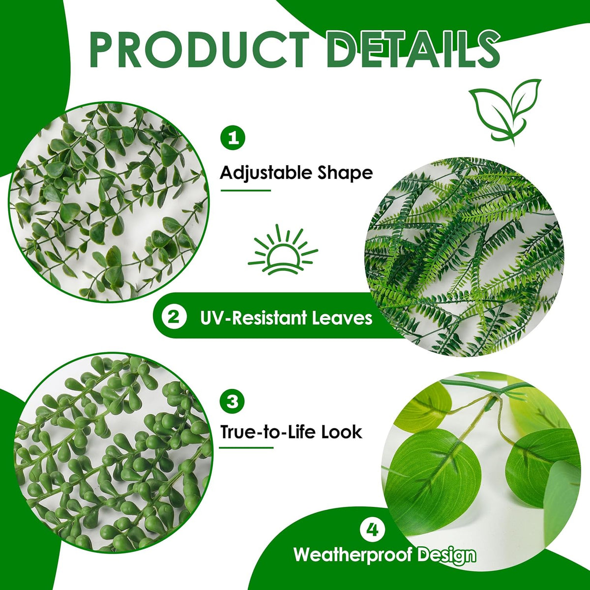 Der Rose Fake Plants 4 Pack Artificial Hanging Plants for Room Wall Decor | Durable Plastic with Bendable Stems UV-resistant No Watering Sunlight Pruning Needed Ideal for Indoor and Outdoor Decor