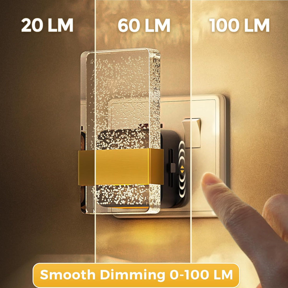 LOHAS-LED Night Light Plug in Wall, Dusk to Dawn Sensor, Dimmable | 0-100LM, Warm White 3000K, Modern Nightlight Plug in Wall for Hallway, Bathroom, Stairway [Energy Class F]