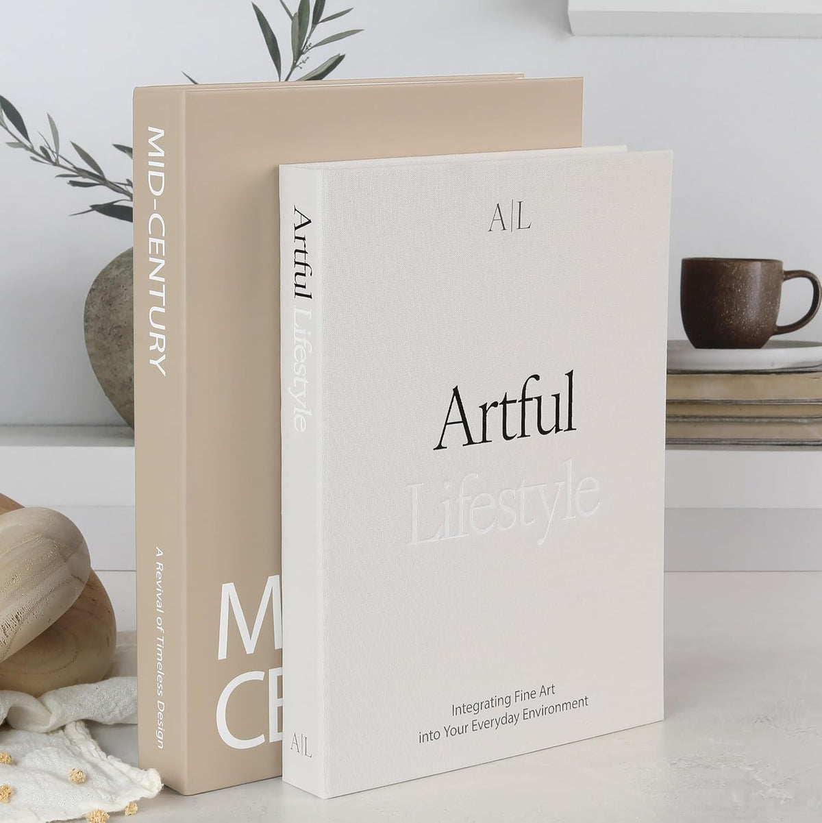 Aesthetic Decorative Books, Set of 2 Elegant Boxes Enhance Your Coffee Table, Bookshelf or Mantle Decor, Beautiful Fake/Fake Books for Modern Home Decor, Storage