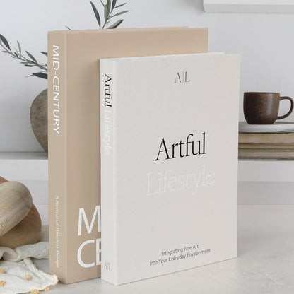 Aesthetic Decorative Books, Set of 2 Elegant Boxes Enhance Your Coffee Table, Bookshelf or Mantle Decor, Beautiful Fake/Fake Books for Modern Home Decor, Storage