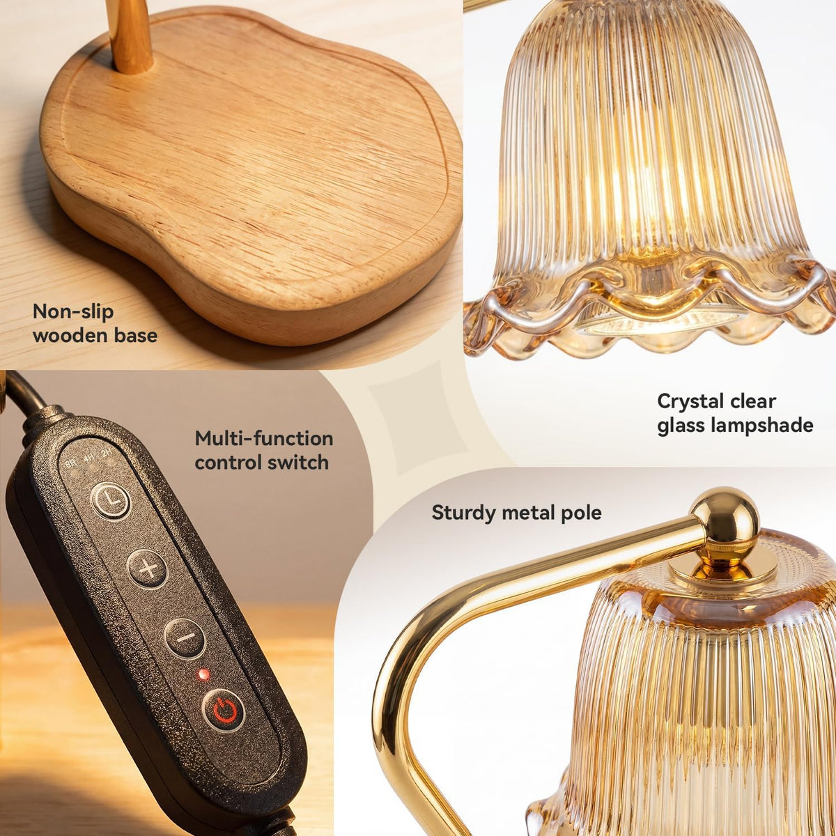 Candle Warmer Lamp with Dimmer,Wax Melt Warmer for Jar Candles,Flameless Candle Lamp with Timer,Includes 2 bulbs,Candle Warmer Gifts for Mum & Women, Gold, Housewarming Gift, Bedroom Decor