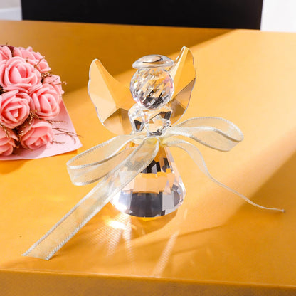 Movdyka Clear Crystal Guardian Angel Figurine Gift for Women Men Ornaments