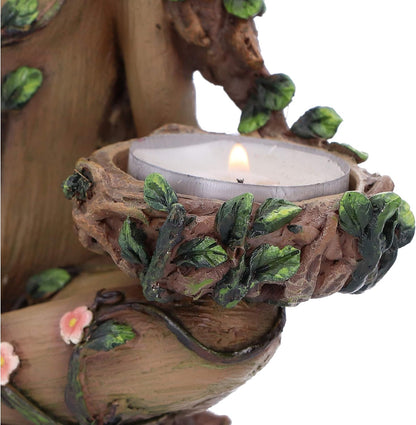 Balance of Nature Tree Spirit Double Tealight Holder 19cm, Brown | Hand-Painted Tree Spirit Candle Holder for Two Tealights