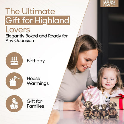 Lesser & Pavey Hughie Highland Cows Family Home Decor Figurine | Romantic Design, Fine Craftsmanship, Freestanding Style, Interior Display, Memorable Keepsake, Gift Choice