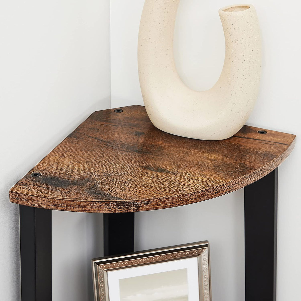 VASAGLE - Corner Shelf Bookcase - 4 Tier Ladder Shelf - Storage Unit, Plant Holder for Living Room - Industrial Style with Steel Frame - Rustic Brown and Black - LLS34X