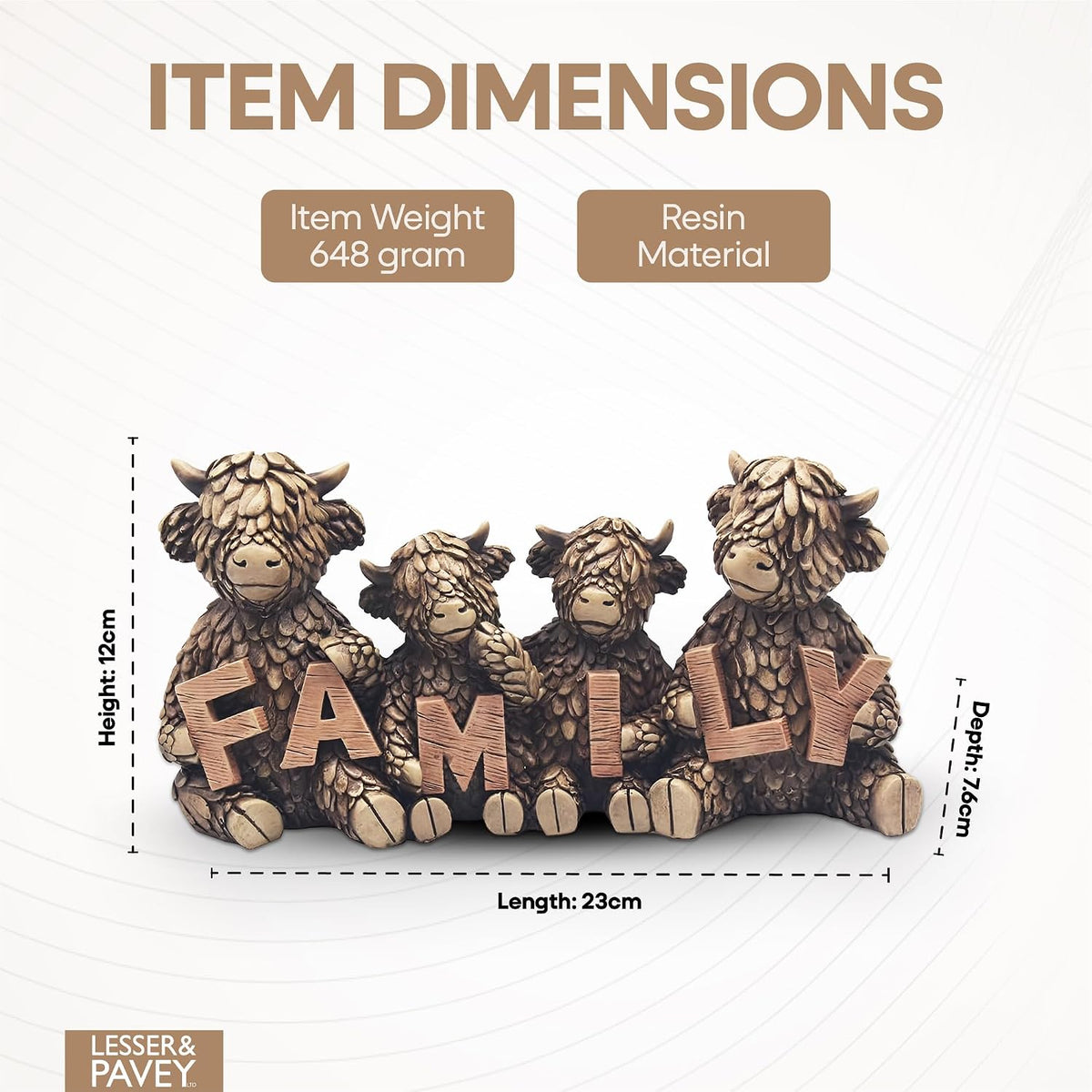 Lesser & Pavey Hughie Highland Cows Family Home Decor Figurine | Romantic Design, Fine Craftsmanship, Freestanding Style, Interior Display, Memorable Keepsake, Gift Choice