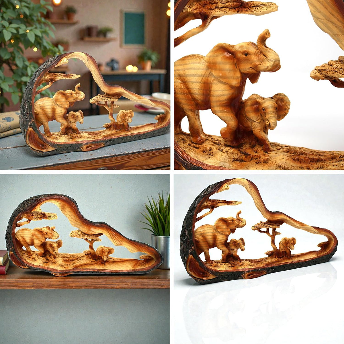 Eye catching Free Standing Graceful Elephant with Family Decorative Ornament | Elephant Ornaments | Home Accessory Gift | Living Room | Wildlife Animal