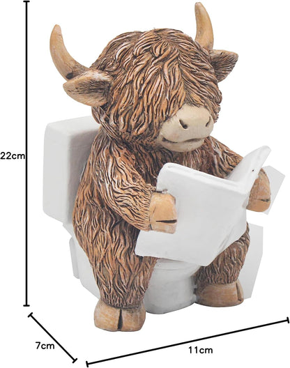 Lesser & Pavey Highland Cow Loo Time Bathroom Decor Figurine | Playful Decorative Style, Eye Catching Display Piece, Fun Conversation Starter, Ideal for Home and Office Decor