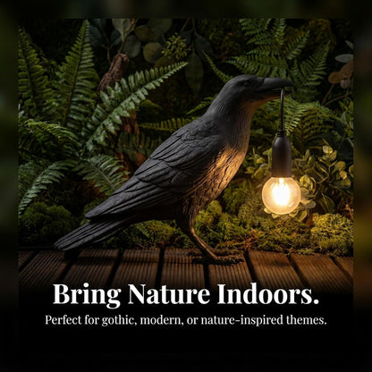 Black Bird Table Lamps Resin Crow Desk Lamp with Bulb E27 Base Modern Raven Art Deco Bedside Decor 3 Pin Plug in Cord Table Lamps for Bedroom, Office, College Dorm [Energy Class A]