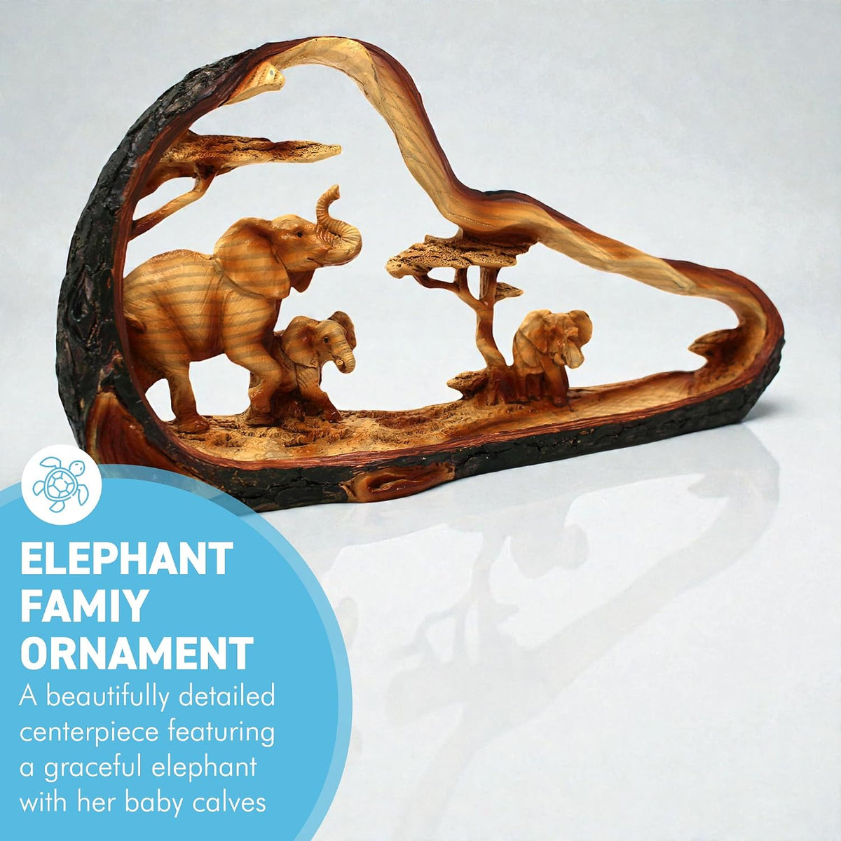 Eye catching Free Standing Graceful Elephant with Family Decorative Ornament | Elephant Ornaments | Home Accessory Gift | Living Room | Wildlife Animal