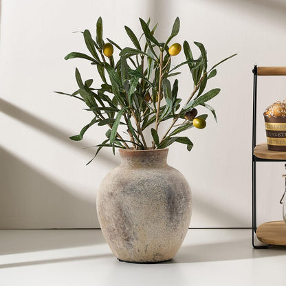 PORCER Ceramic Rustic Farmhouse Flower Vase, 6 Inch Cute Boho for Home Decor, Terracotta for Living Room, Table, Shelf, Mantel Decoration, Farmhouse, Gray